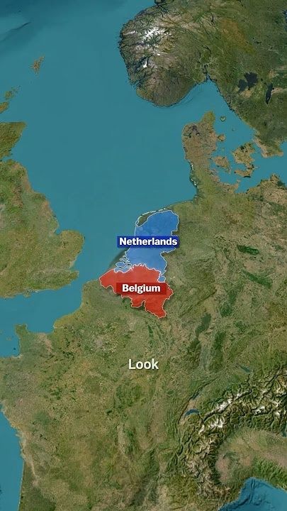 Kaart van Nederland en België aan de grens, met beide landen gemarkeerd